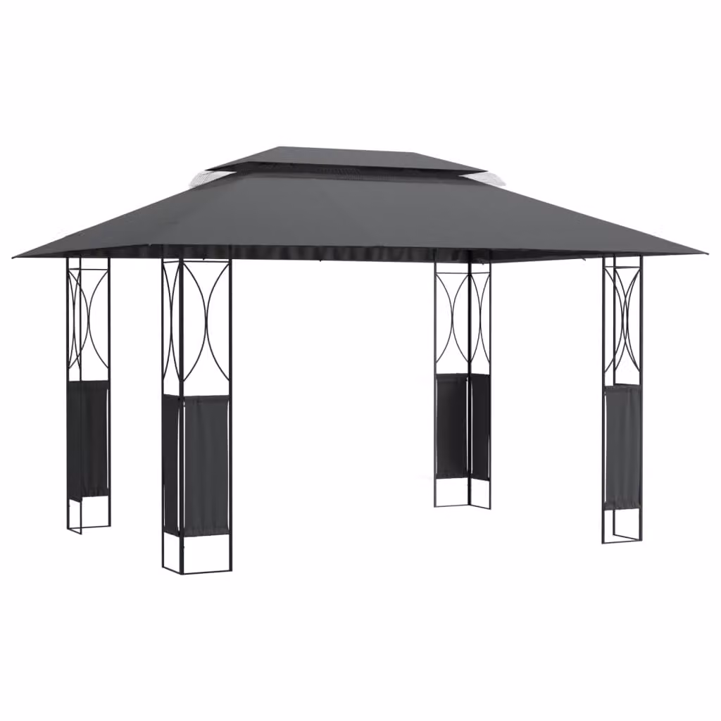 Gazebo con Tetto Antracite 400x300x270 cm Acciaio