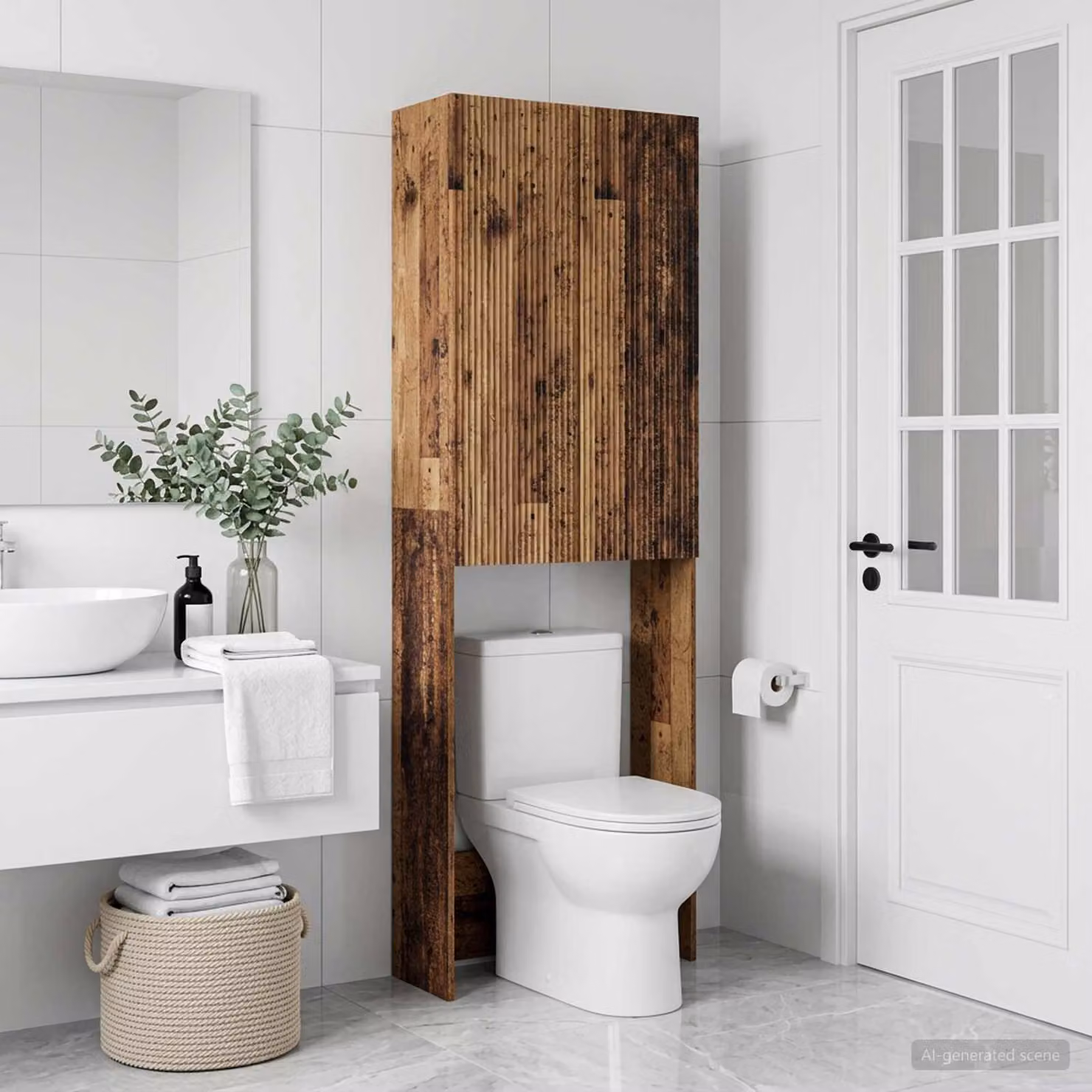 Mobiletto da bagno vidaXL ARNHEM in legno color marrone, L: 66 cm, P: 25,5 cm, H: 190 cm