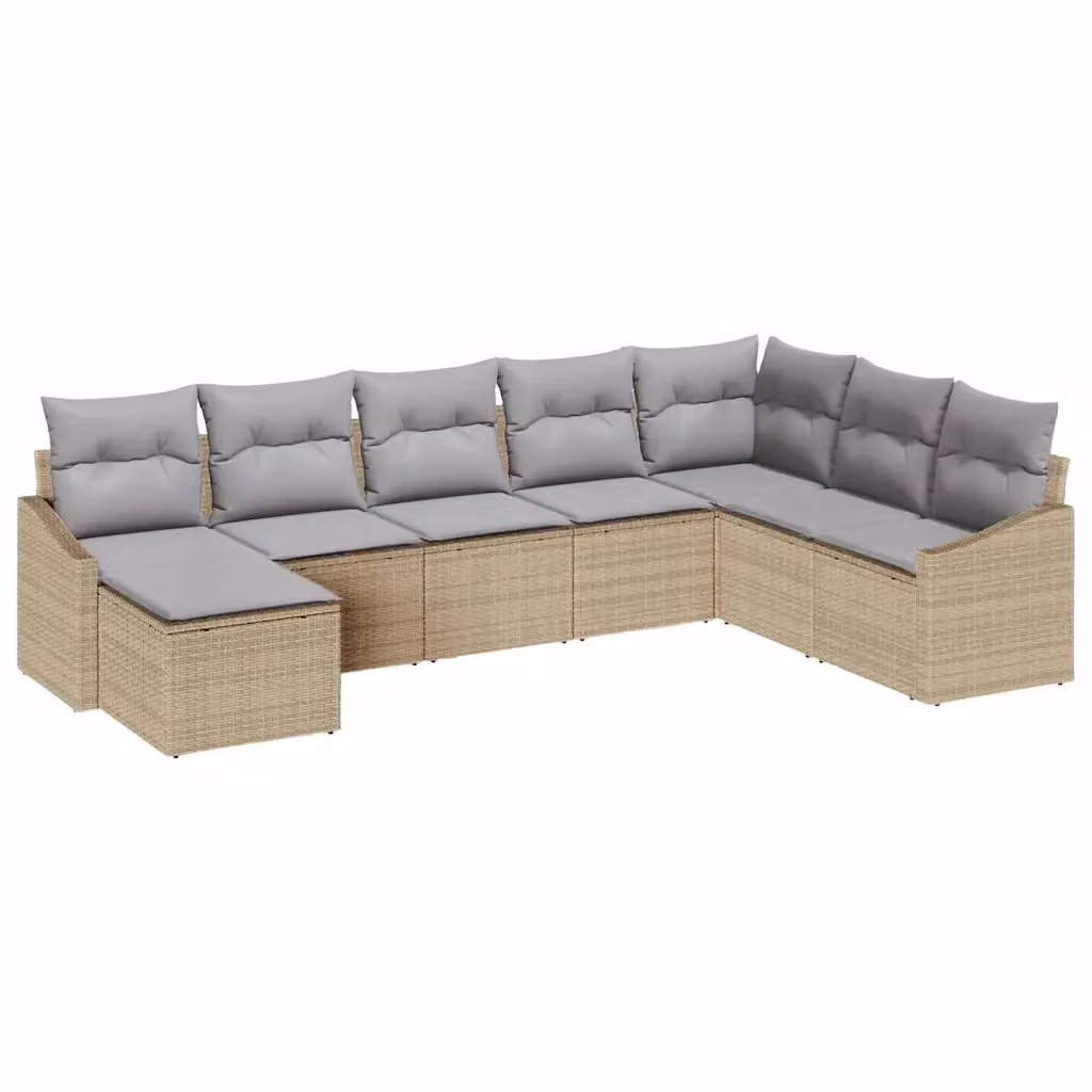 vidaXL Set Divano da Giardino 8 pz in Polyrattan con Cuscini Beige e Grigio – 2