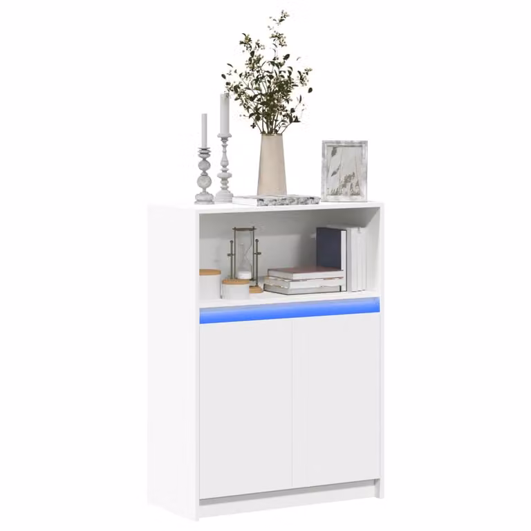 Credenza moderna vidaXL con illuminazione LED bianca in legno multistrato L: 72 cm, P: 34 cm, H: 100 cm