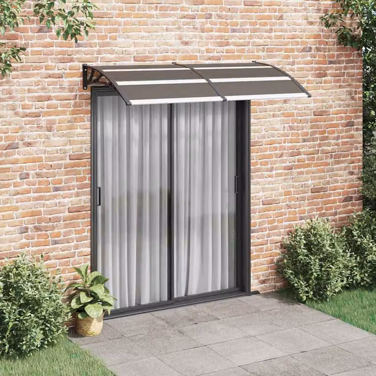 Pensilina per porta vidaXL in policarbonato nera L: 200 cm, P: 100 cm