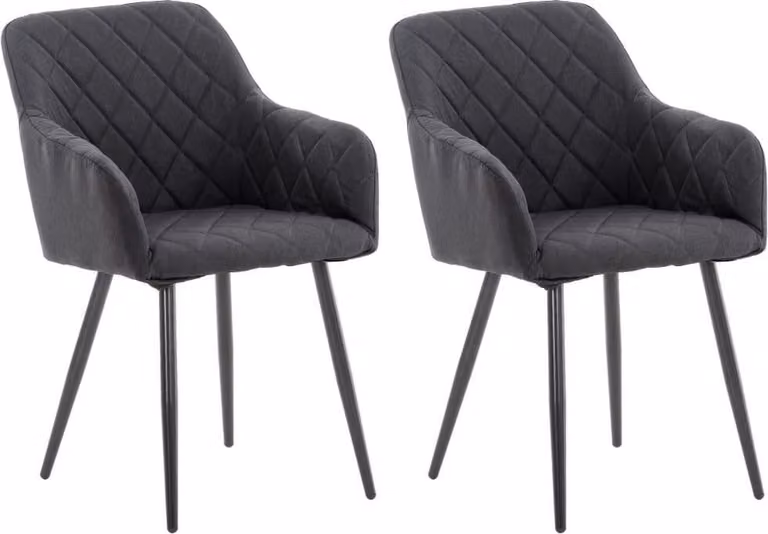 set di 2 sedie da pranzo - braccioli - comfort eccezionale | Colore: Nero | Materiale: Polvere