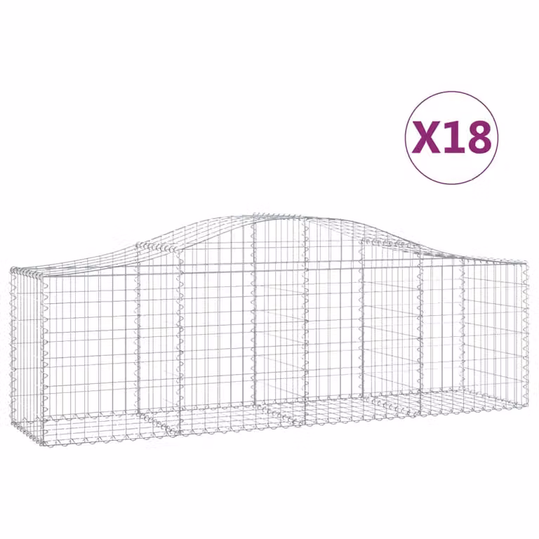 Cesti Gabbioni ad Arco 18 pz 200x50x60/80 cm Ferro Zincato