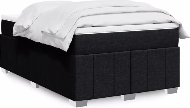 Letto Ibrido vidaXL con Giroletto a Molle e Materasso in Tessuto Nero e Bianco L/P/H: 120 x 190 cm
