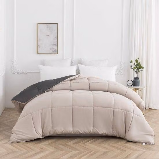 Ibenzoa® Piumino trapuntato antiallergico, fronte-retro, 220 x 240 cm, imbottitura di circa 2000 g, 100% microfibra di poliestere, ideale per l'autunno e l'inverno, colore blu-grigio/grigio fumo, Oeko-Tex