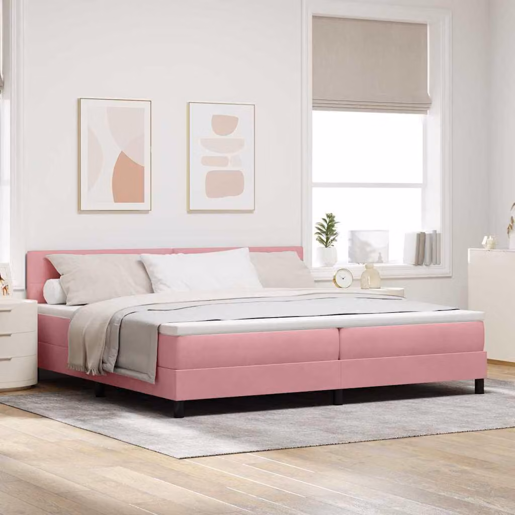 Maison Exclusive - Letto boxspring con testiera Rosa 200 x 200 cm in velluto