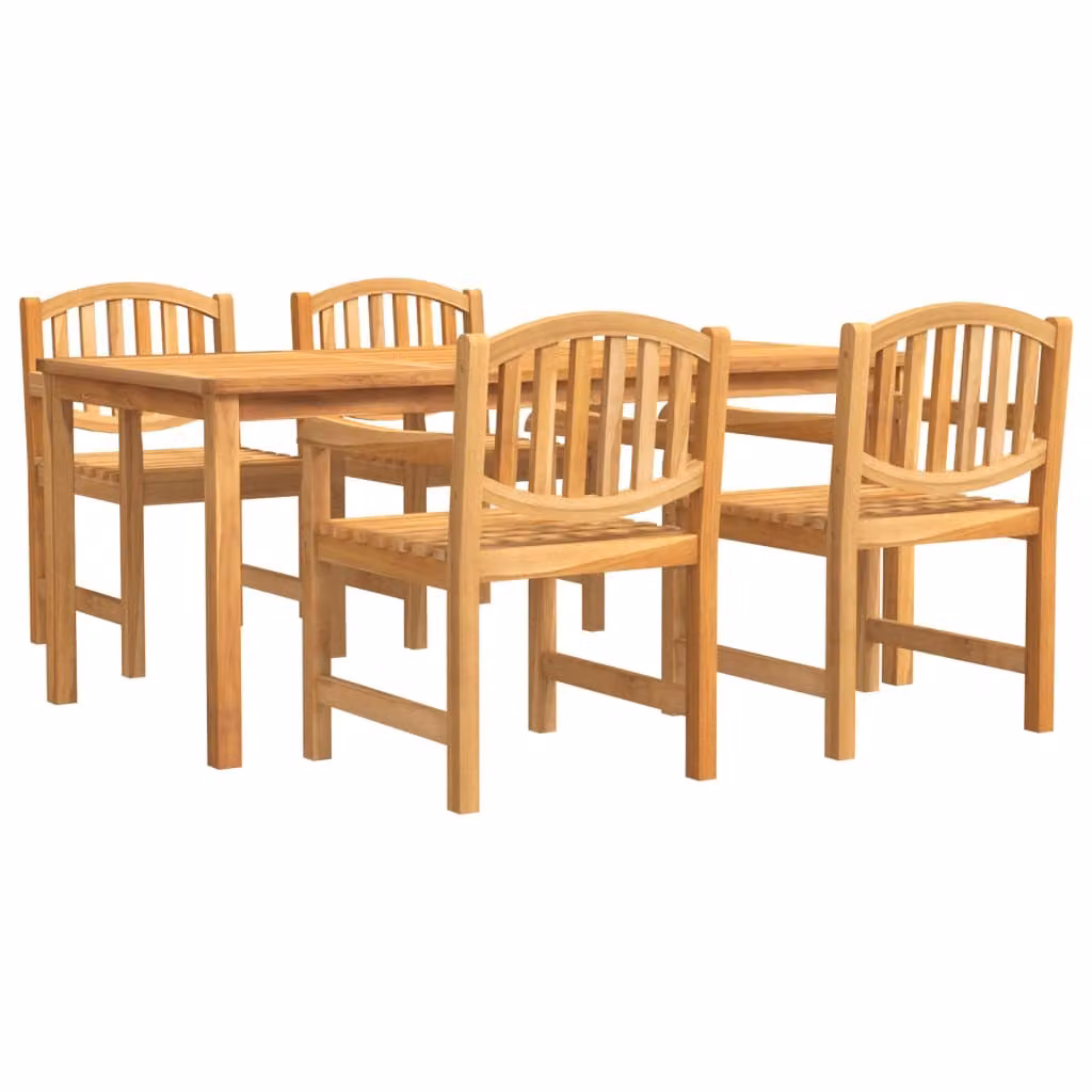 Set da Pranzo per Giardino 5 pz in Legno Massello di Teak