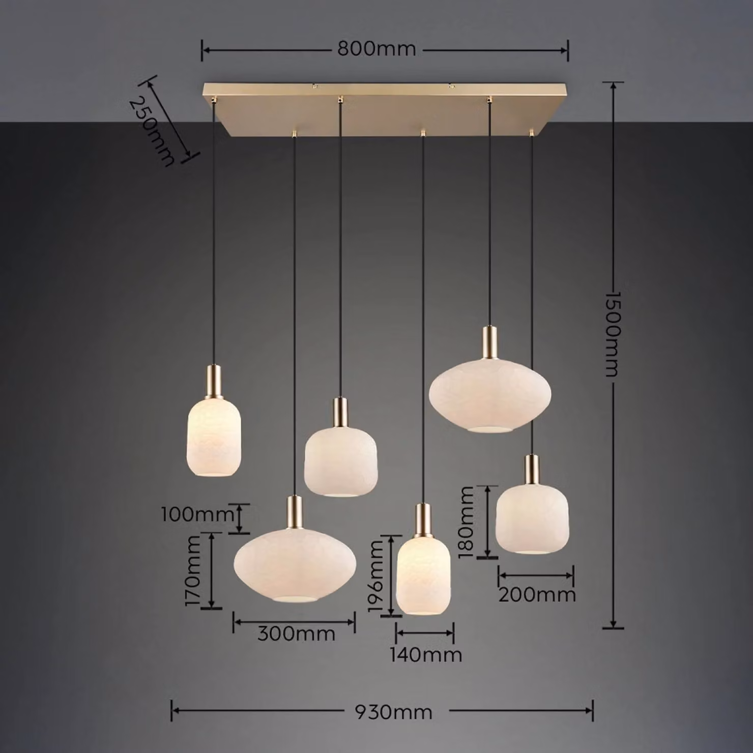 Reality Leuchten Lampada a sospensione Emelie, dimmerabile, Ottone / Oro, Soggiorno / Sala da pranzo, Metallo, Lampada a sospensione