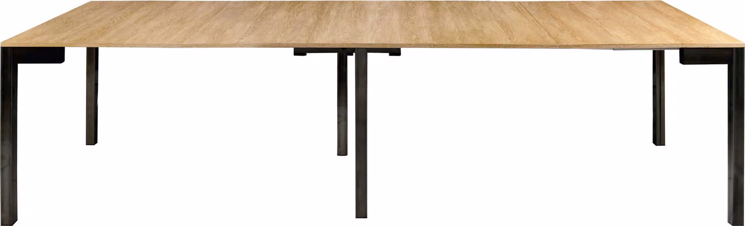 Milani Home - tavolo da pranzo allungabile 90-300 x 50 cm, legno e acciaio, nero e legno naturale