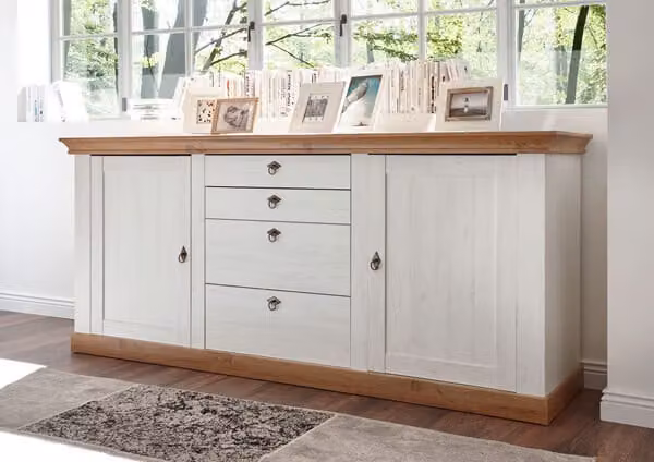 Credenza country house 210cm pino bianco / rovere wotan cassettiera soggiorno