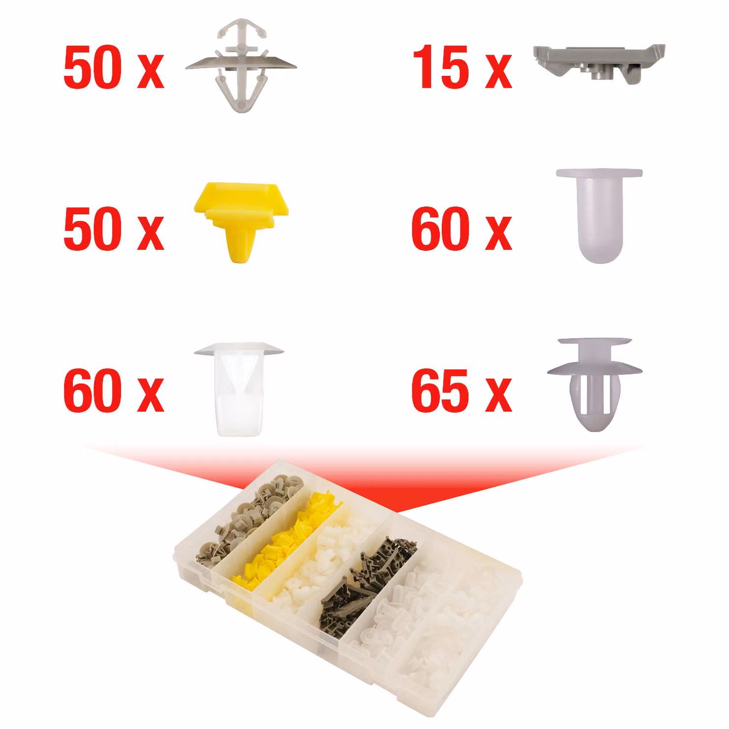 KS Tools  Set di clip di fissaggio per Renault, 300 pezzi, 420.0750