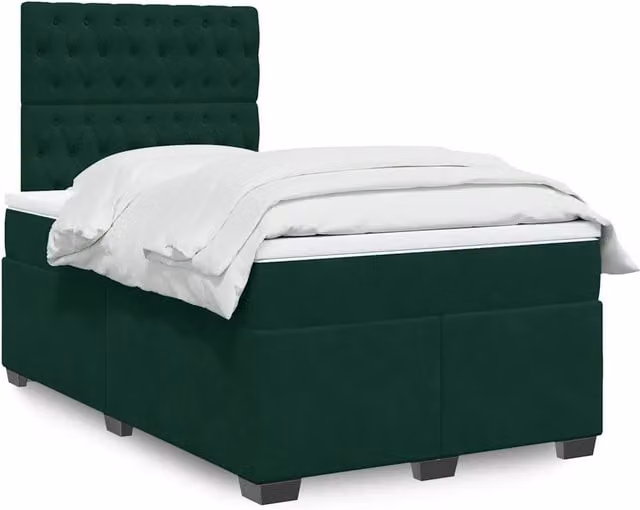 Letto Ibrido vidaXL in Velluto Verde con Materasso a Molle Insacchettate L/P: 120 x 200 cm – 1