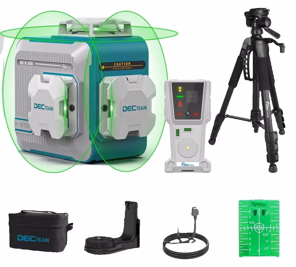 Livella laser 3D, proiettore a 12 linee, autonivelante, alta precisione, con ricevitore e treppiede