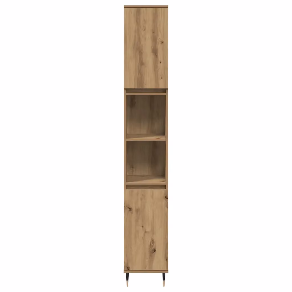 Mobiletto da bagno design industriale HELLOSHOP26 in legno composito e metallo color rovere, L/P/H: 30 x 30 x 190 cm – 2
