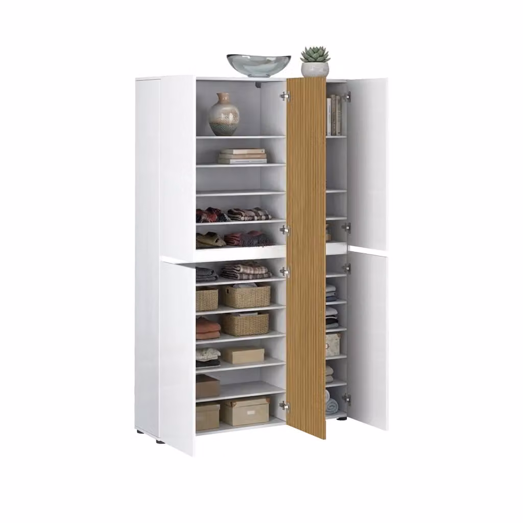 Armadio Multiuso Palasio DMORA con 20 Ripiani, Design Moderno con Ante a Battente, Bianco Lucido, L: 120 cm, H: 200 cm – 2