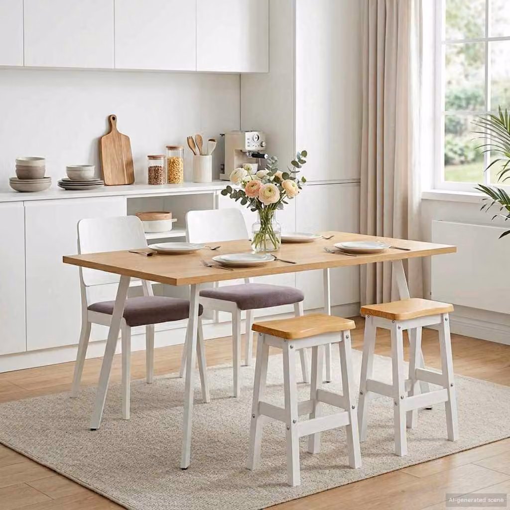 Set di 2 sgabelli da bar alti EKAI vidaXL in legno di pino laccato bianco, L 40 cm x P 29 cm x H 63 cm