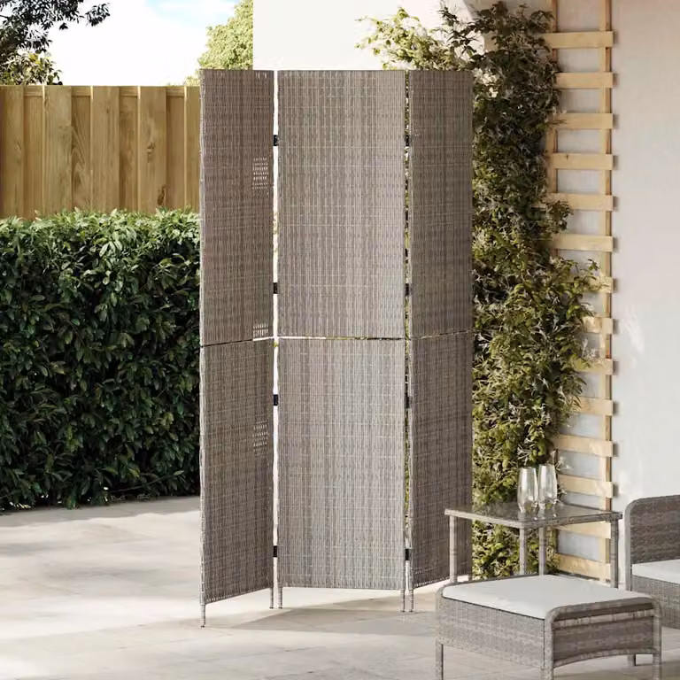 Divider per stanze vidaXL in rattan sintetico grigio, L 146 cm x H 180 cm