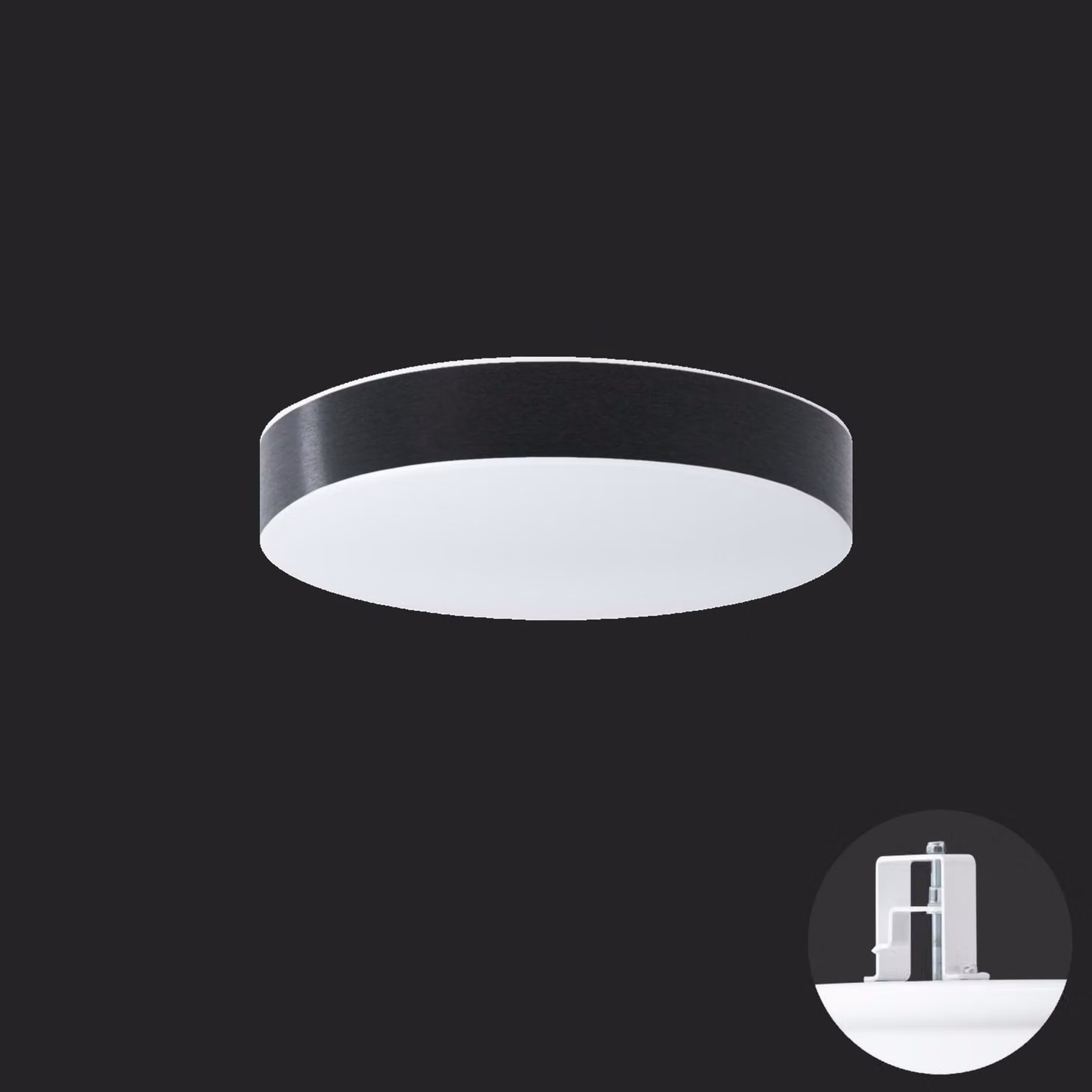 OSMONT DEL69328 DELIA CV1 apparecchio a soffitto/parete in plastica semiflessibile bianco / bianco - nero IP44 3000 K 19W LED combinazione di emergenza 3 h