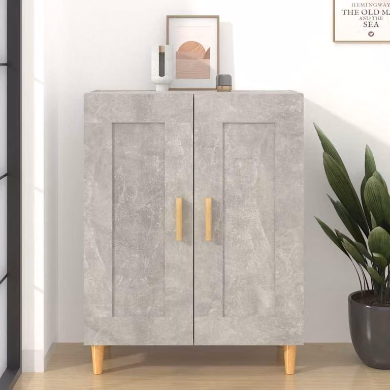 Credenza vidaXL in legno multistrato e MDF, Grigio, L: 69,5 cm, P: 34 cm, H: 90 cm