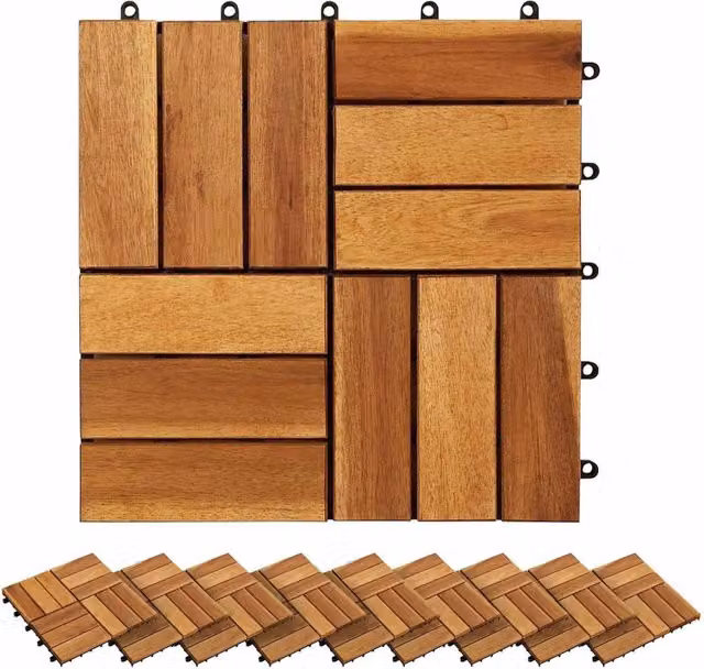 Set di 30 piastrelle per decking in legno marrone DESIGN IN, L/P: 30 x 30 cm, CFW9046121 – 1