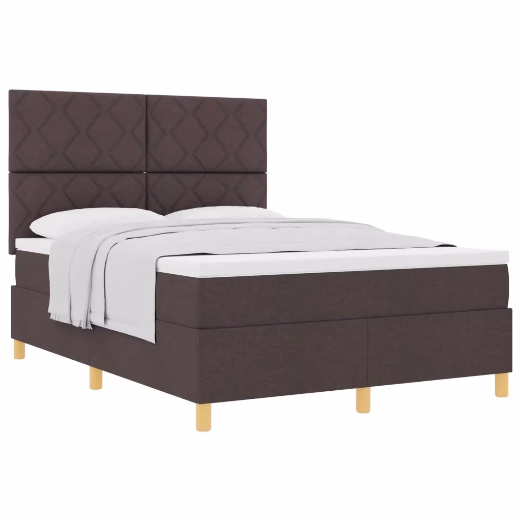 Letto a molle con testiera vidaXL in tessuto marrone con molle a tasche L/P/H: 160 x 200 x 280 cm – 2