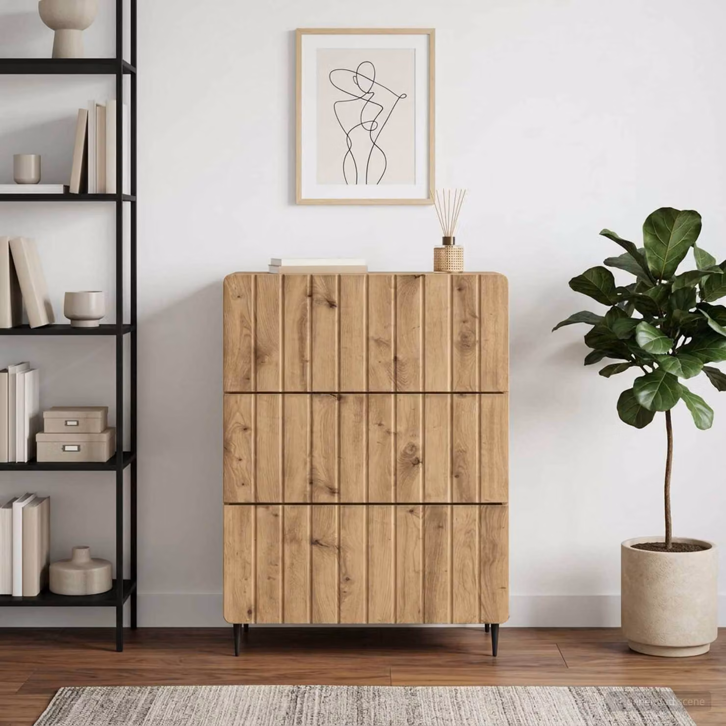 Carrello mobile con cassetti vidaXL in legno ingegnerizzato marrone L: 66 cm, P: 34,5 cm, H: 92 cm