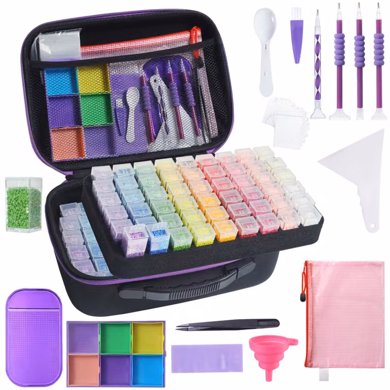 Contenitore portatile per la conservazione di kit di pittura a diamante, accessori e strumenti