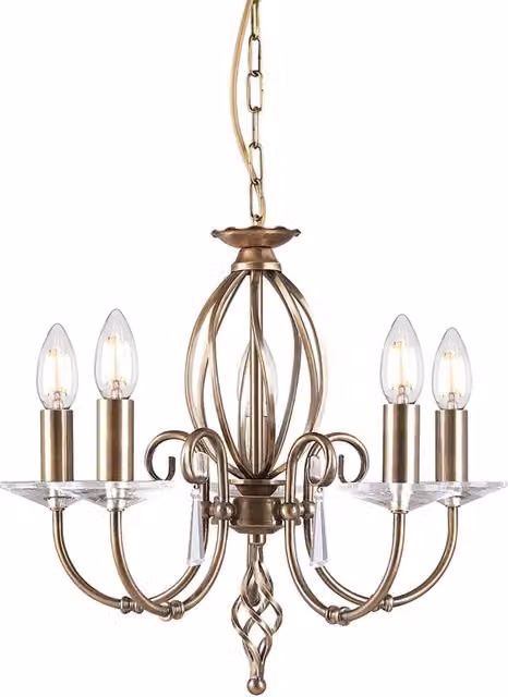 Lampadario Classico Aegean Acciaio Ottone Anticato 5 Luci E14