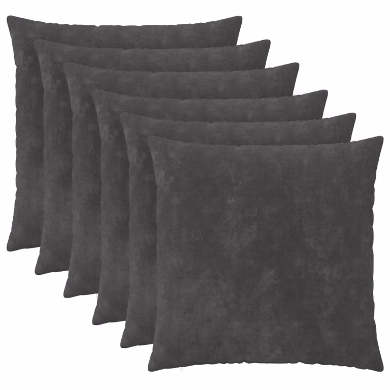 Set di 6 federe vidaXL HEERLEN in microfibra color antracite, 60 x 60 cm