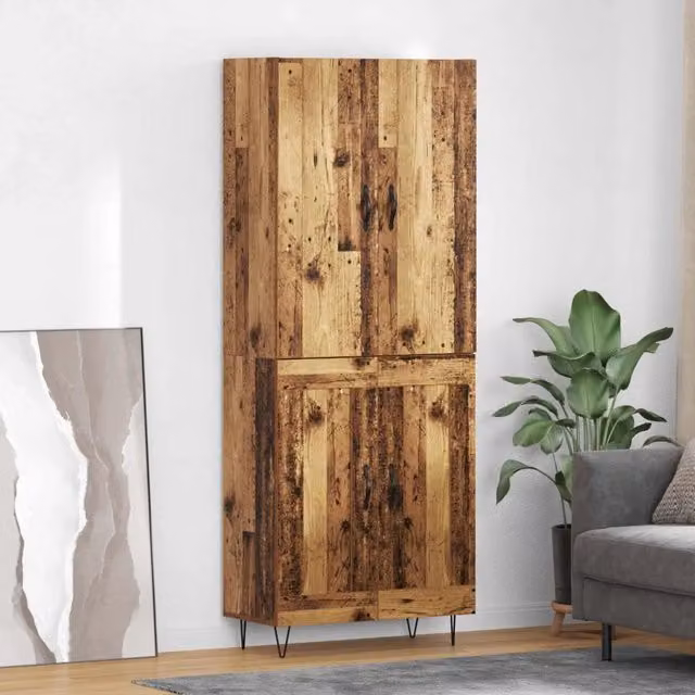 Set di 2 credenze vidaXL in legno vecchio e metallo, colore marrone, L/P/H: 69,5 x 34 x 180 cm – 1