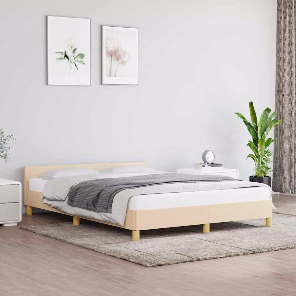 vidaXL Giroletto imbottito in tessuto beige L 140 x P 200 cm