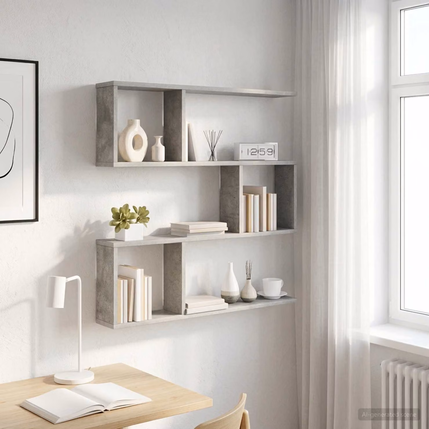Scaffale da parete moderno vidaXL Grigio, L: 80 cm, P: 12 cm, H: 79,5 cm