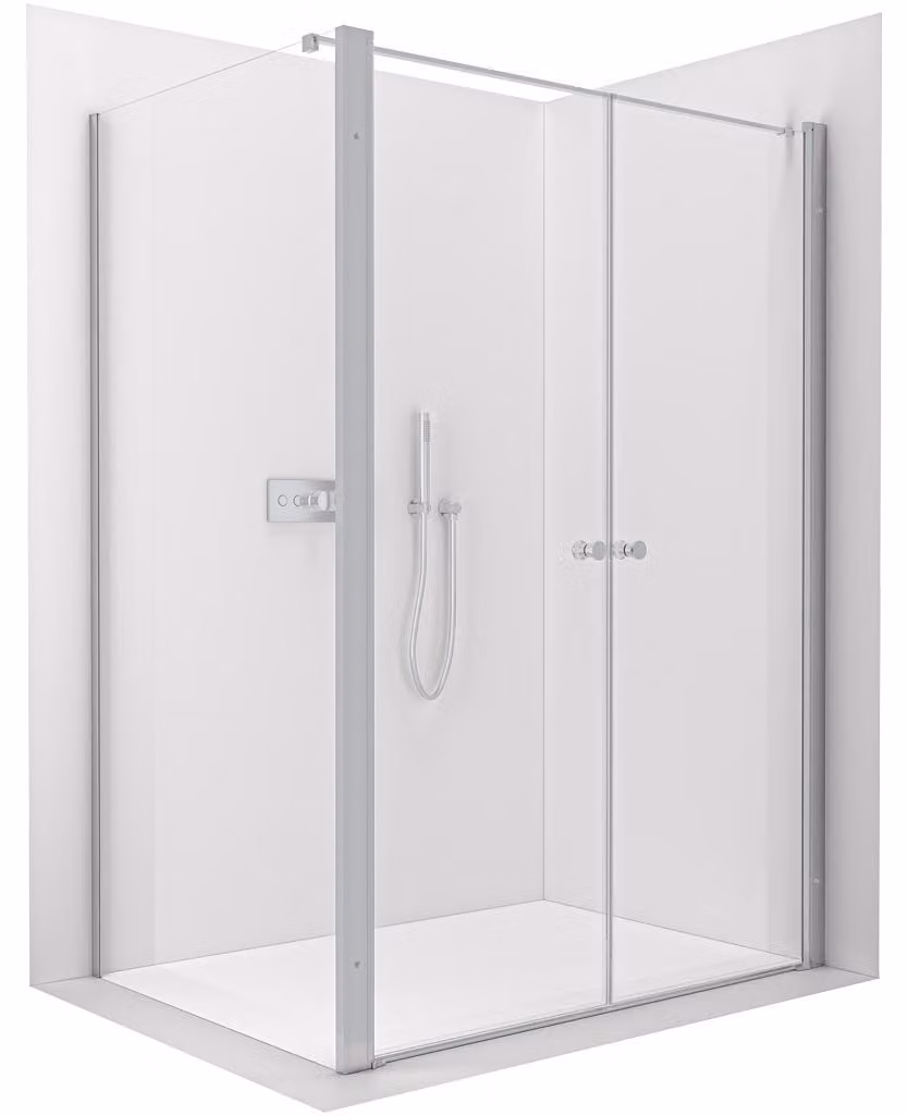 Cabina doccia Antelo L - Angolare - Vetro da 6 mm - Cromatura, vetro trasparente - 80x90 cm - Angolare