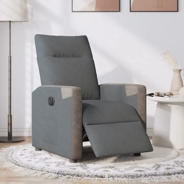 Poltrona Elettrica Reclinabile-Divano Sedia Grigio Scuro in Tessuto 304606