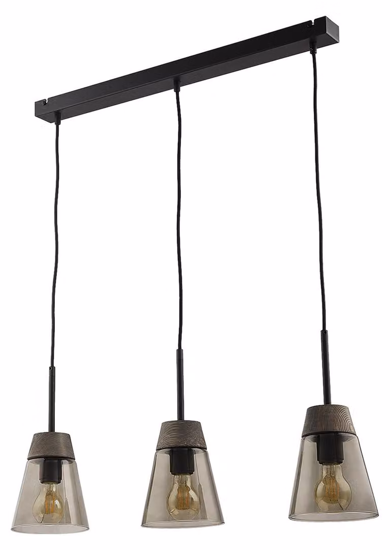 Lampada a sospensione DOMINO, nero fumé, 3xE27x40W, metallo, dimensioni: 60x67x15 cm, IP20, Jupiter