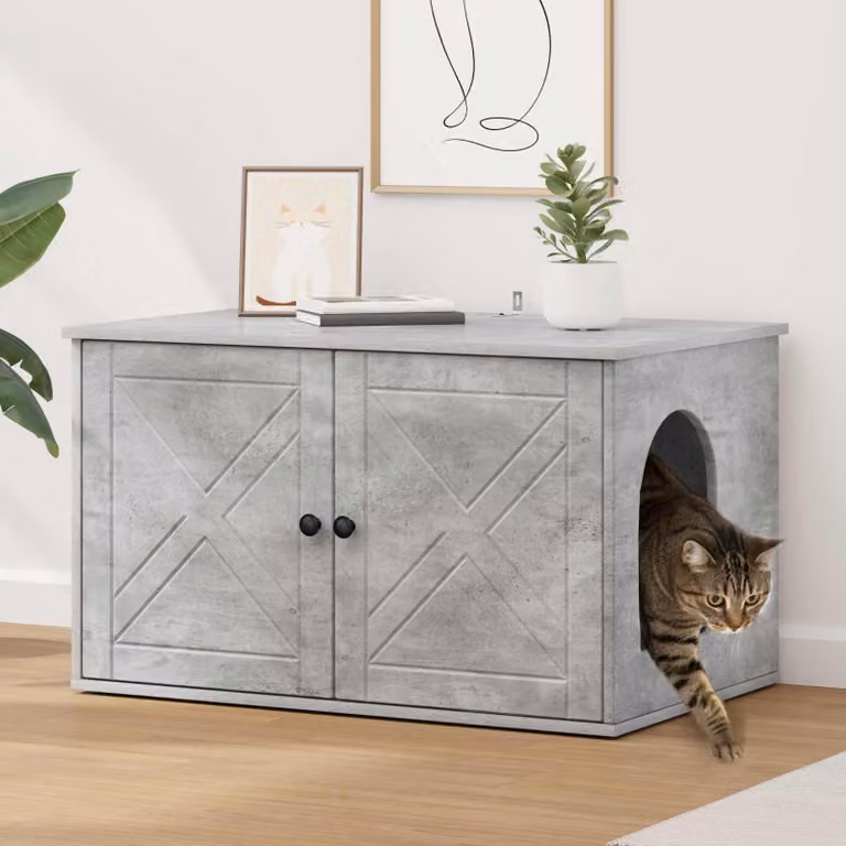 Casa per gatti vidaXL in materiale composito grigio, L 85 x P 55 x H 50,5 cm