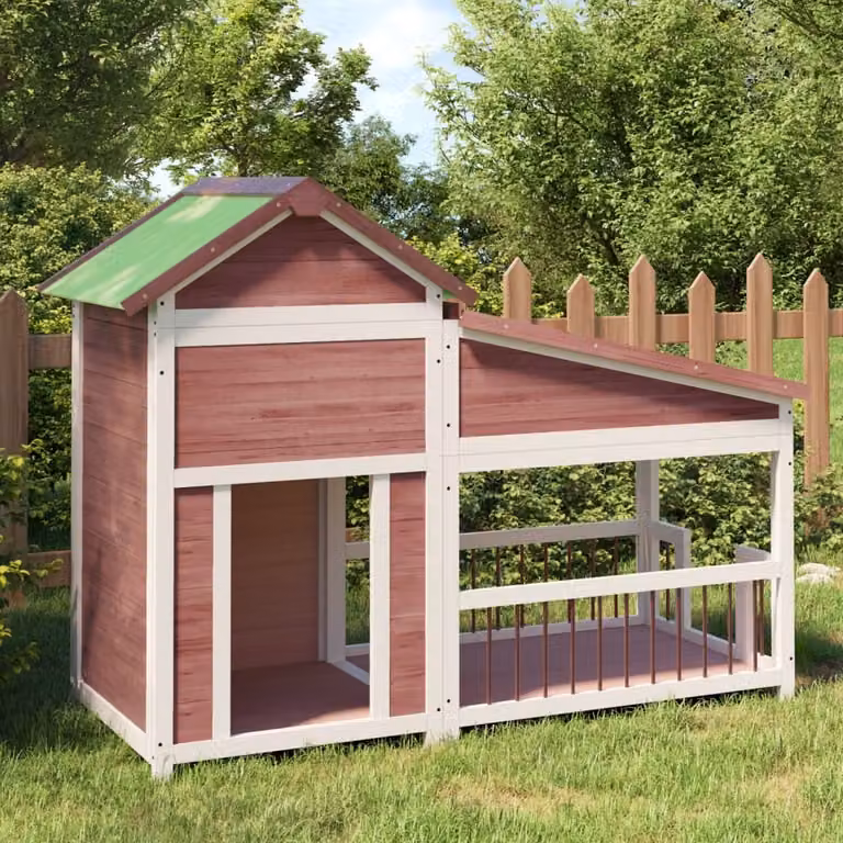 The Living Store Casetta per cani Mocha 143x60,5x109 cm Pino massiccio