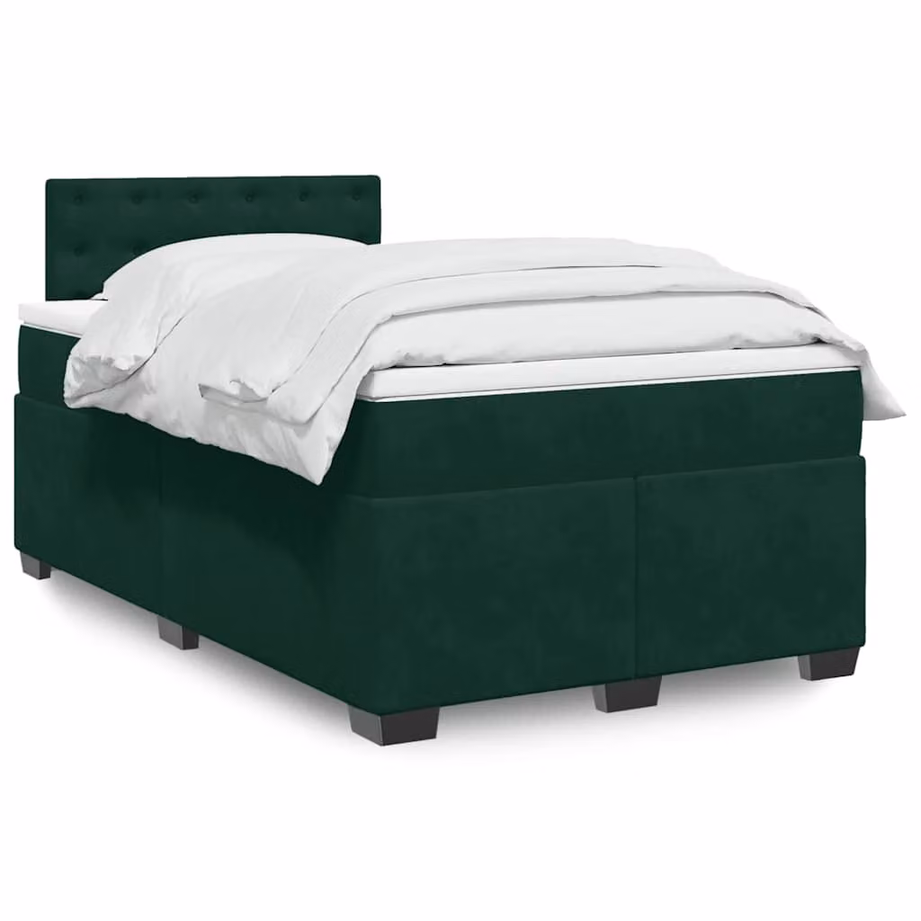 Giroletto a Molle con Materasso Ibrido vidaXL in Velluto Verde e Bianco L/P/H: 120 x 200 x 100,5 cm – 1