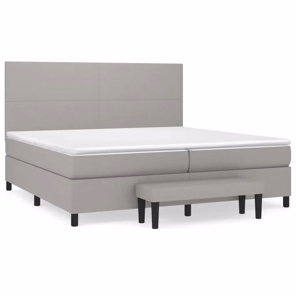 Giroletto a Molle con Materasso Ibrido vidaXL in Tessuto Grigio Chiaro e Bianco L/P/H: 200 x 200 x 128 cm – 2