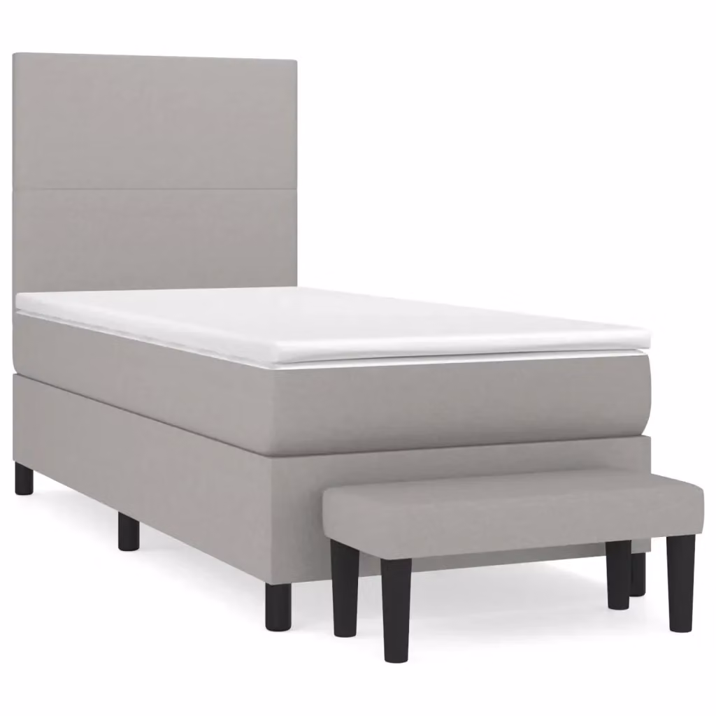 Letto Ibrido con Giroletto a Molle e Materasso vidaXL, Grigio Chiaro e Bianco, L/P/H: 90 x 190 x 31 cm – 2