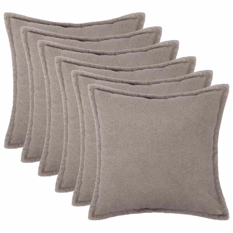Set di 6 federe vidaXL HOUTEN in tessuto bouclé grigio chiaro, L 70 x P 70 cm