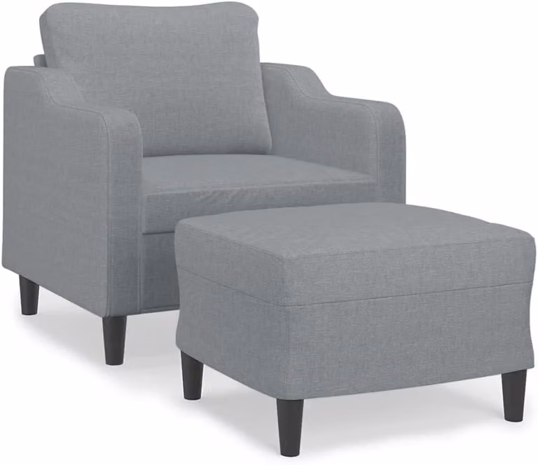 Poltrona comoda con poggiapiedi abbinato – set moderno con imbottitura in tessuto resistente, ideale per il soggiorno