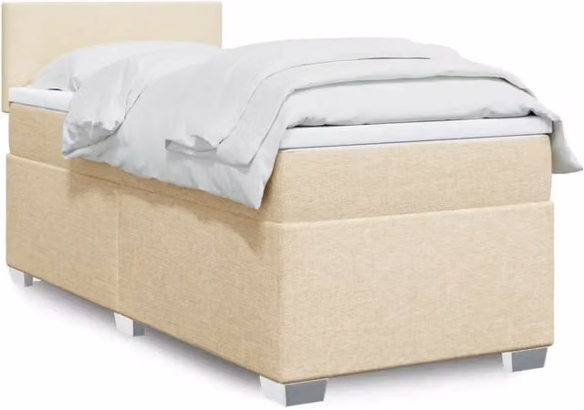 Letto Ibrido con Giroletto a Molle e Materasso vidaXL, Colore Beige e Bianco, L/P: 90 x 200 cm