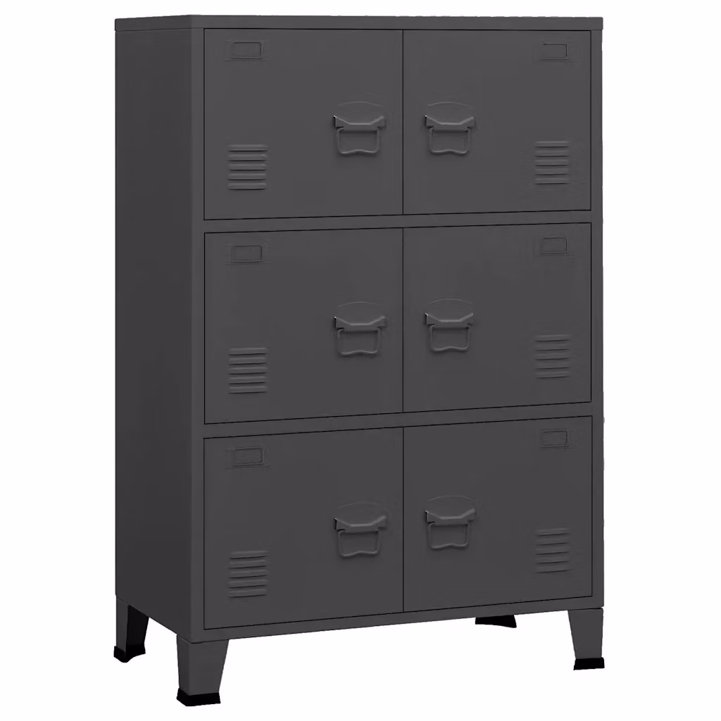 Classificatore Industriale in Metallo MERCATOXL con Ante e Montaggio a Parete, Colore Antracite, L: 75 cm, P: 40 cm, H: 115 cm – 2