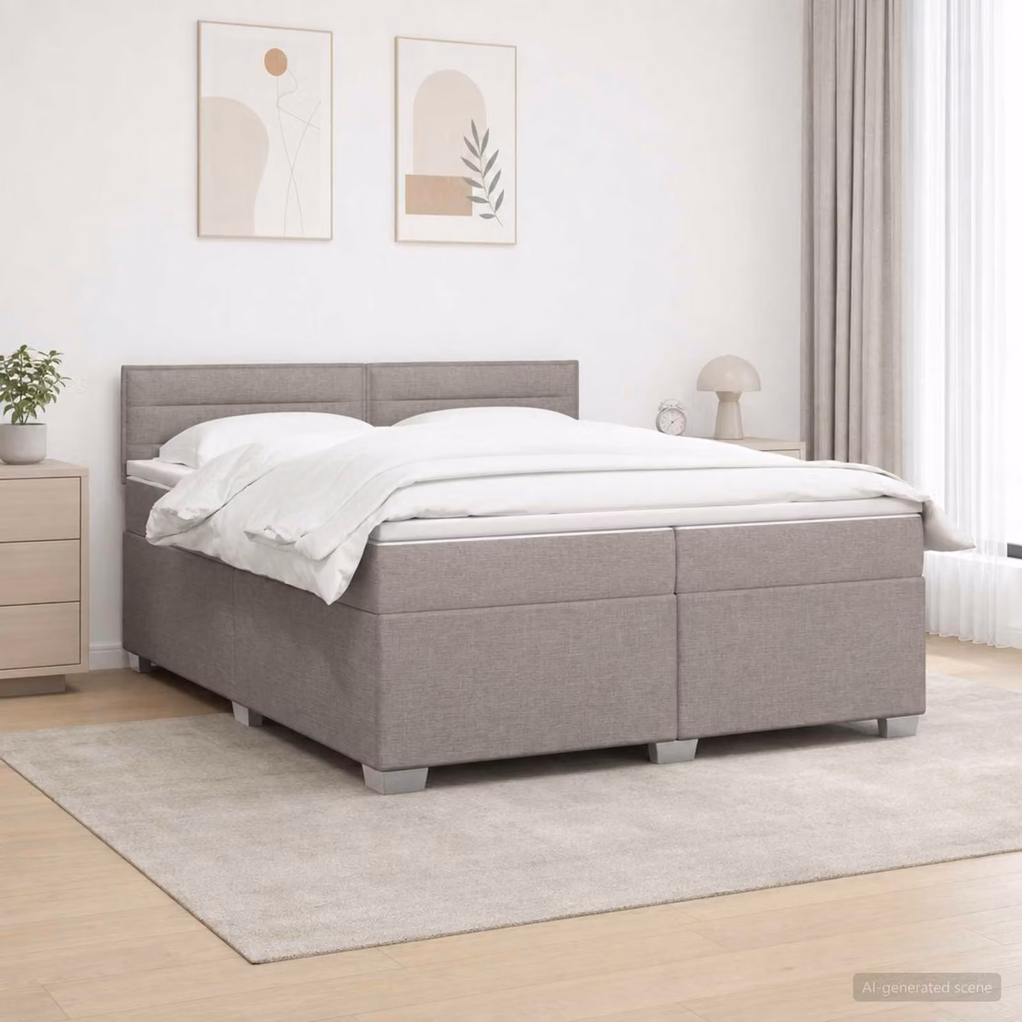 Maison Exclusive - Letto boxspring con materasso Taupe 200 x 200 cm Tessuto