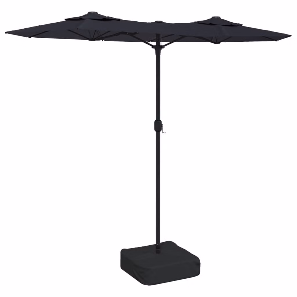 Ombrellone a Doppia Testa con LED Nero 316x145 cm