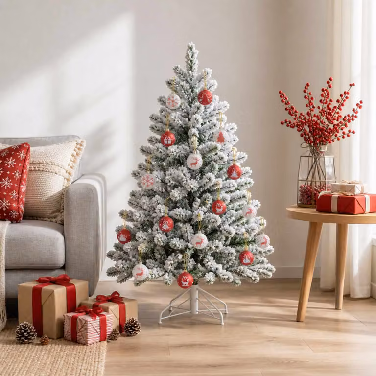 vidaXL Set di Palline di Natale 32 pz Rosso e Bianco Ø 6 cm Plastica
