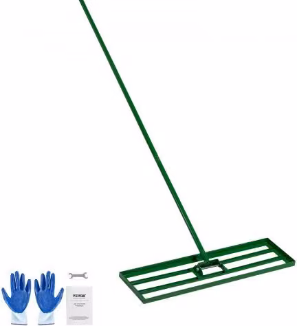 Rastrello Livellatore da Giardinaggio VEVOR con Piastra in Lega di Alluminio e Manico in Acciaio, L: 91 cm, H: 198 cm