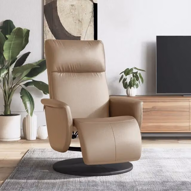 Poltrona Reclinabile Relax vidaXL in Similpelle Marrone con Poggiapiedi e Sedia Girevole 360 Gradi – 1