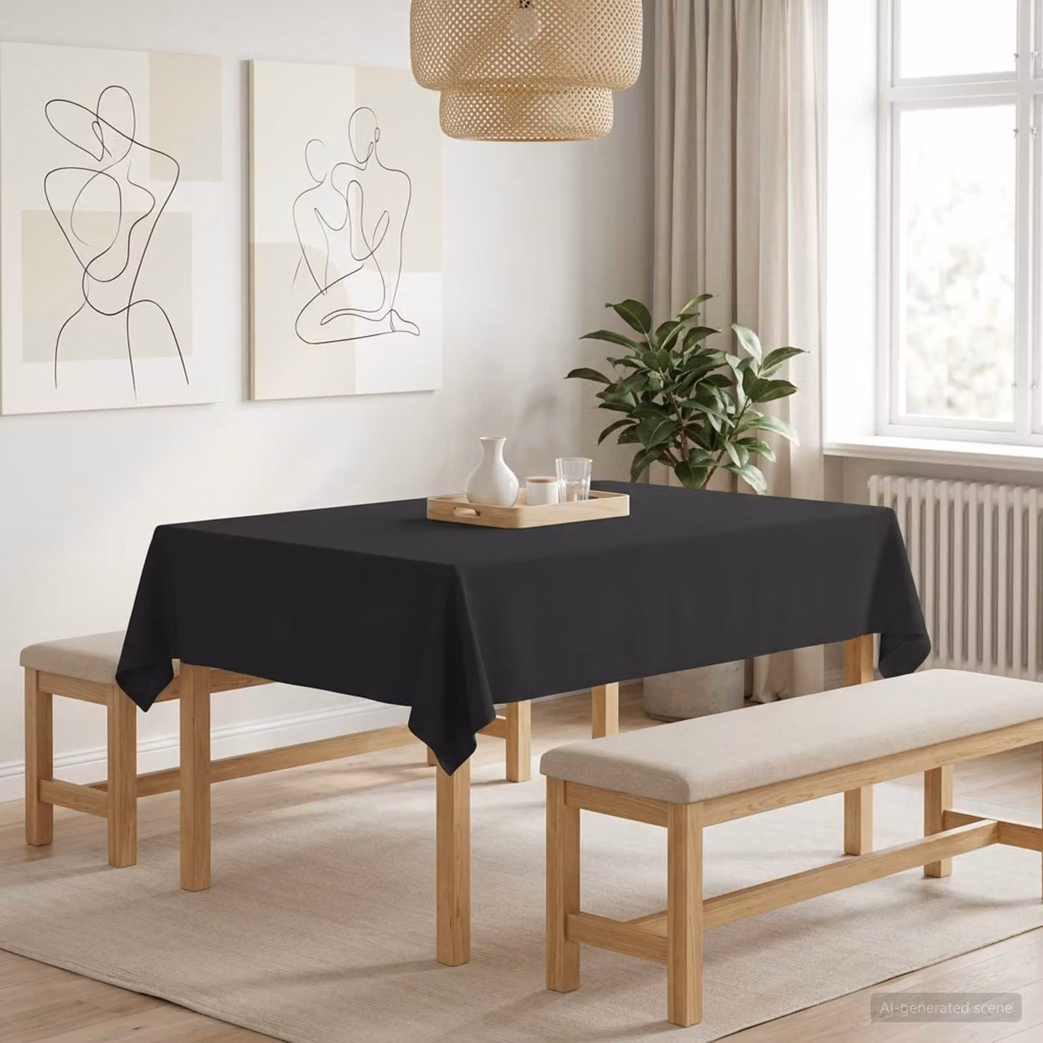 Set di 5 tovaglie rettangolari vidaXL in poliestere idrorepellente e antimacchia, Grigio Scuro, L: 140 cm x P: 160 cm